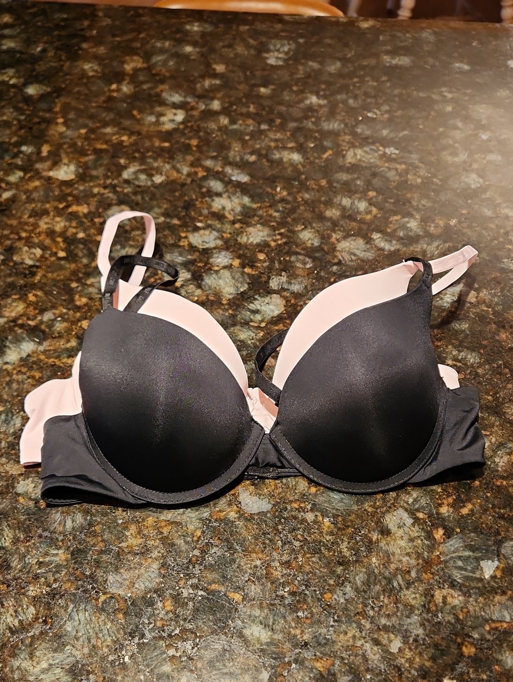 Juicy Couture Black and Light Pink Padded Underwire Bras